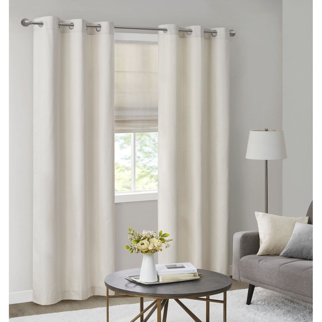 Basketweave Room Darkening Curtain Panel Pair(2 Pcs Window Panels)